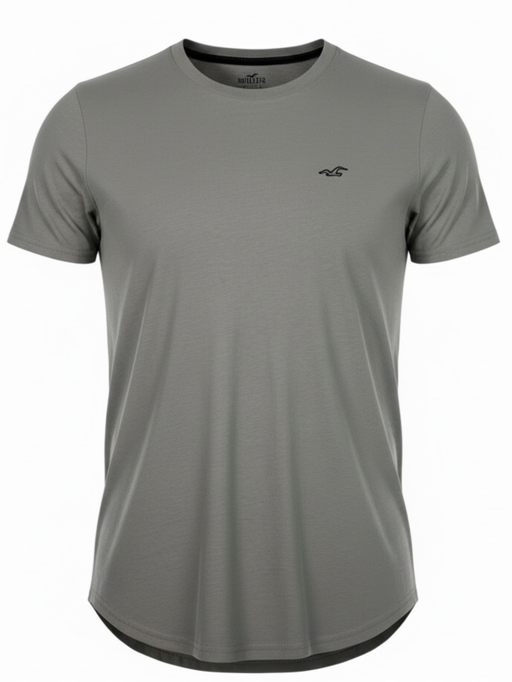 Hollister Men’s Gray 100% Cotton Curved Hem Tee Soft Casual Basic Shirt M